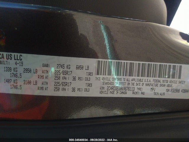Dodge Grand Caravan Gt 2019 2C4RDGEG0KR676113 Image 9