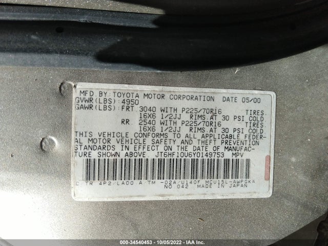 JT6HF10U6Y0149753 Lexus RX 300