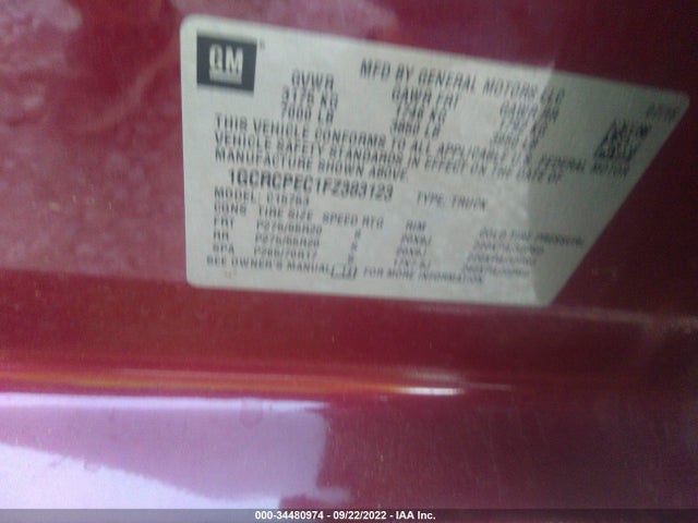 2015 CHEVROLET SILVERADO 1500 LS VIN: 1GCRCPEC1FZ383123