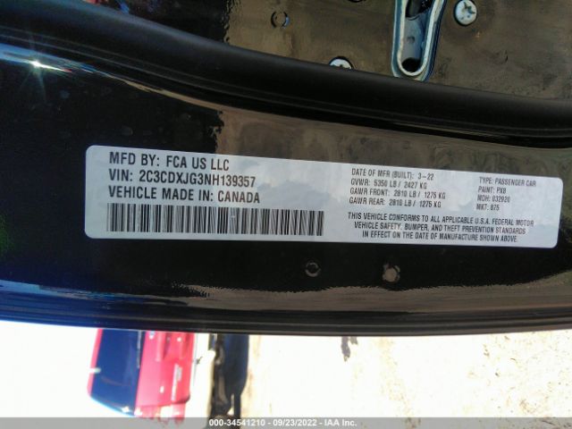 2C3CDXJG3NH139357 Dodge Charger Sxt