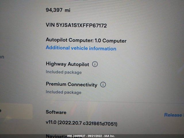 5YJSA1S1XFFP67172 Tesla Model S Kwh Battery