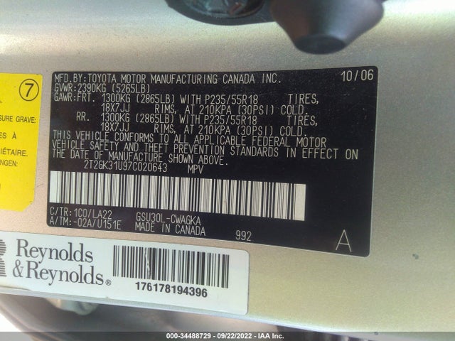 Lexus RX 350 2007 2T2GK31U97C020643 Image 14