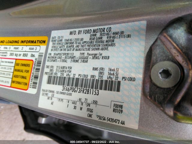 3FA6P0G73FR281153 Ford FUSION S