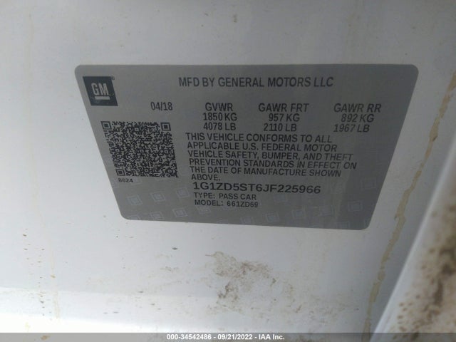 Chevrolet MALIBU LT 2018 1G1ZD5ST6JF225966 Image 9