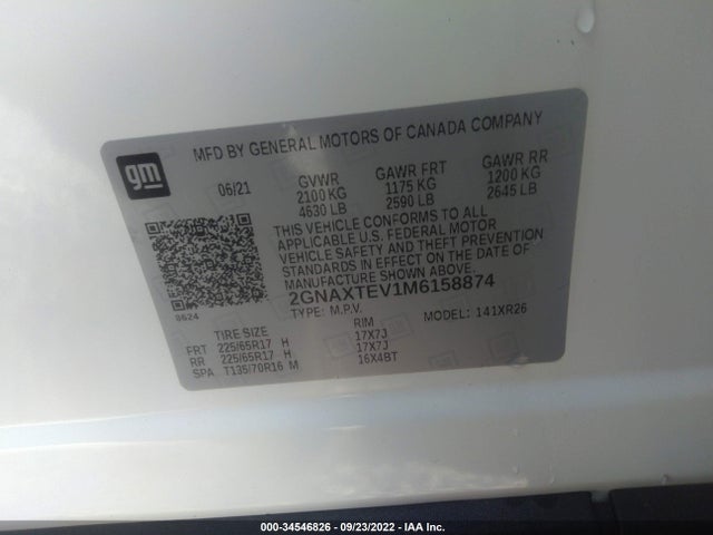 Chevrolet EQUINOX LT 2021 2GNAXTEV1M6158874 Image 9