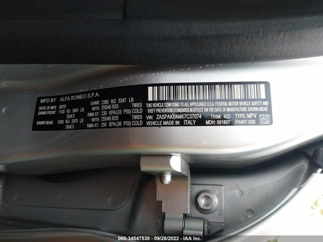 ZASPAKBN4K7C37074 Alfa Romeo Stelvio Ti Sport