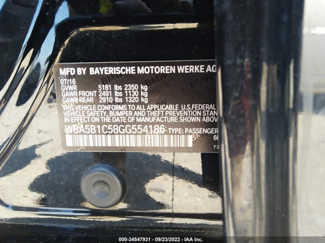 BMW 5 Series 535i 2016 WBA5B1C58GG554186 Image 9