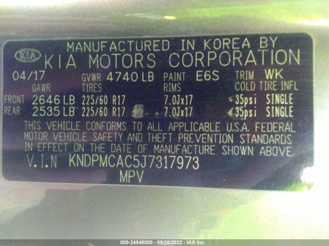 2018 Kia Sportage, VIN: KNDPMCAC5J7317973
