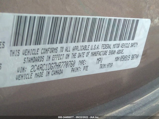 2C4RC1DG7HR770760 Chrysler Pacifica Touring