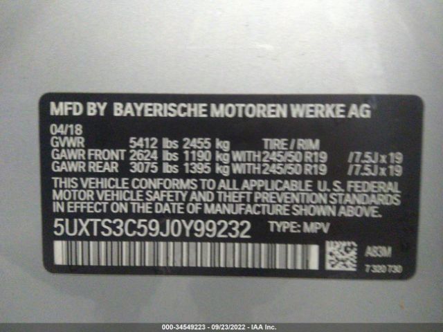 5UXTS3C59J0Y99232 BMW X3 M40i