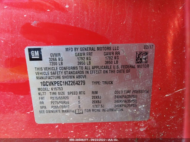 Chevrolet Silverado 1500 Custom 2017 1GCVKPEC1HZ264279 Image 9