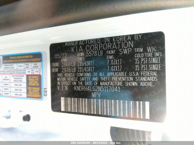 2022 Kia Sorento, VIN: KNDRH4LG2N5117041