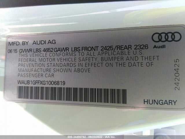 Audi S3 Premium Plus 2016 WAUB1GFFXG1006819 Image 9