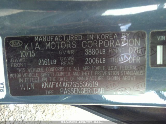 KNAFX4A62G5536619 KIA FORTE LX