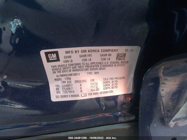 2022 Chevrolet Trailblazer, VIN: KL79MNSL9NB108514