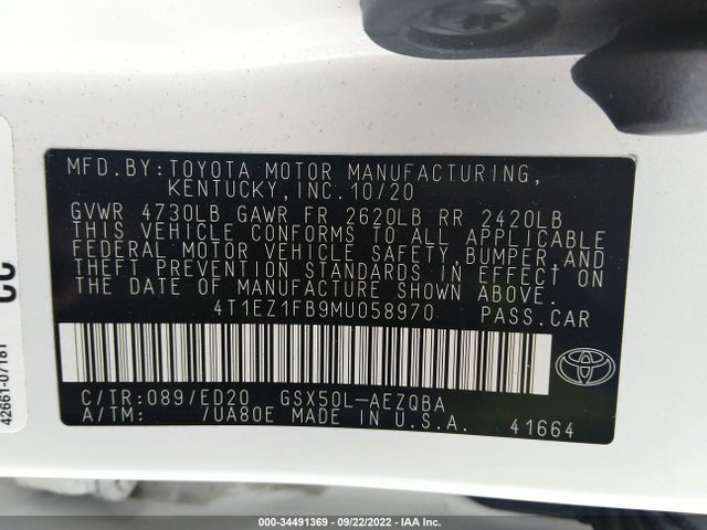 2021 Toyota Avalon, VIN: 4T1EZ1FB9MU058970