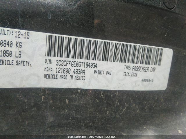 3C3CFFGE0GT184034 Fiat 500E