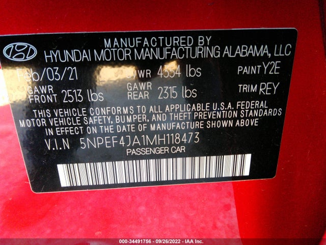 Hyundai SONATA SEL 2021 5NPEF4JA1MH118473 Image 11