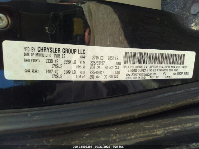 2013 CHRYSLER TOWN & COUNTRY TOURING VIN: 2C4RC1BG2DR692580