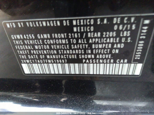 3VWC17AU7FM519697 Volkswagen Golf Sportwagen Tsi S
