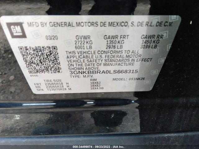 2020 Chevrolet Blazer, VIN: 3GNKBBRA0LS668315