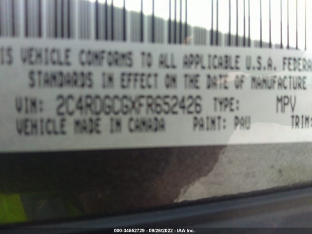 Dodge Grand Caravan Sxt Plus 2015 2C4RDGCGXFR652426 Image 9