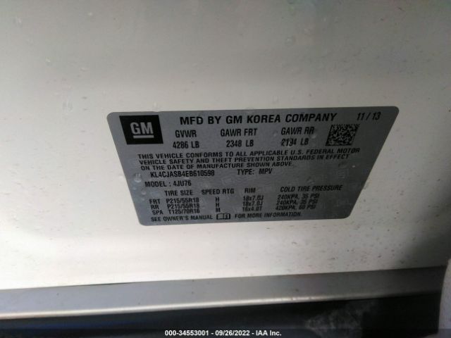 KL4CJASB4EB610598 Buick Encore