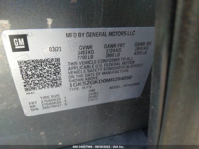 2021 GMC Yukon XL, VIN: 1GKS2GKD0MR294050