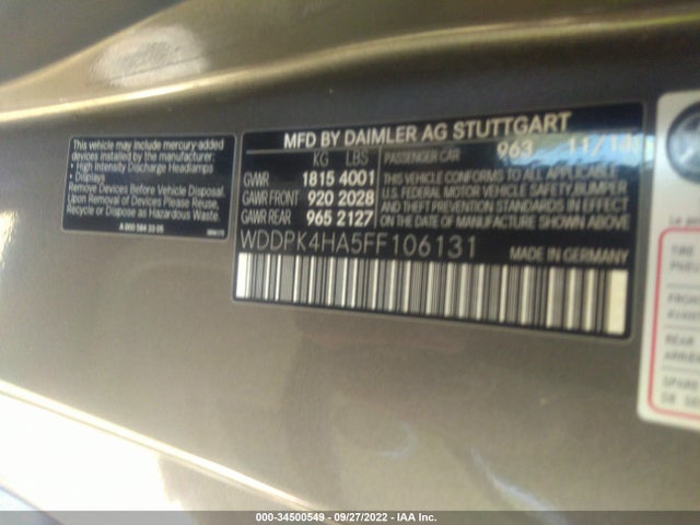 2015 Mercedes-Benz SLK-Class, VIN: WDDPK4HA5FF106131