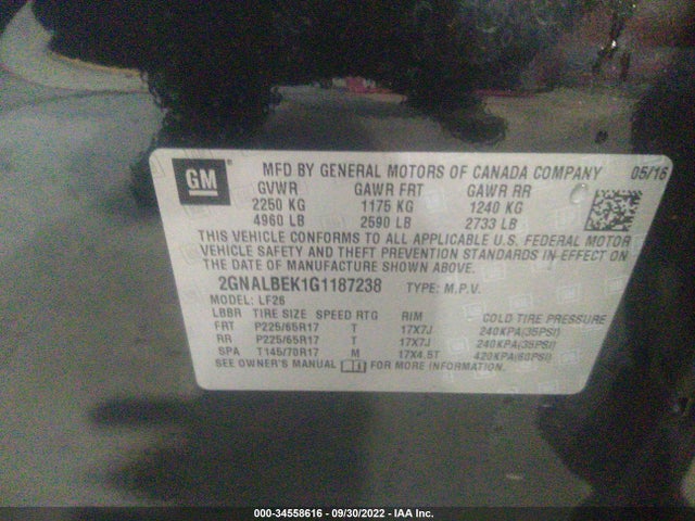 Chevrolet EQUINOX LS 2016 2GNALBEK1G1187238 Image 9