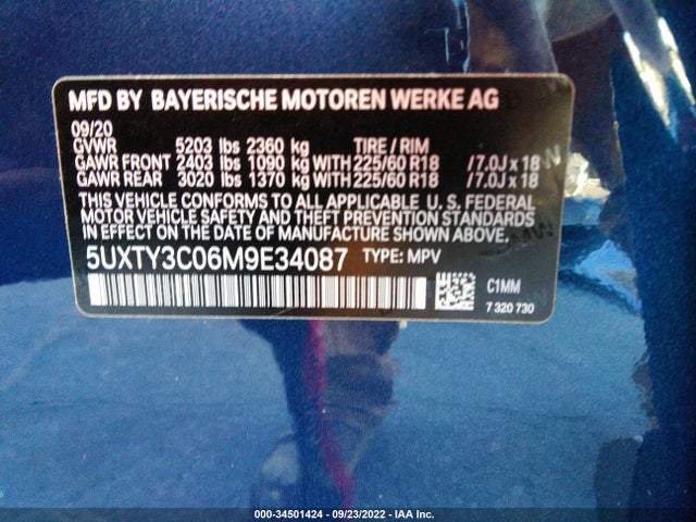 BMW X3 Sdrive30i 2021 аукцион фото