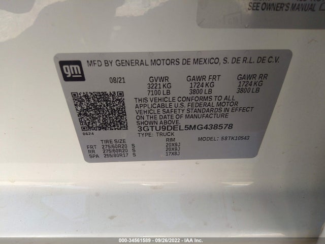 GMC Sierra 1500 Slt 2021 3GTU9DEL5MG438578 Image 9