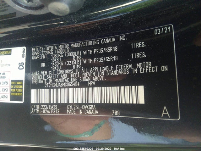 2021 Lexus RX, VIN: 2T2HGMDA8MC065484