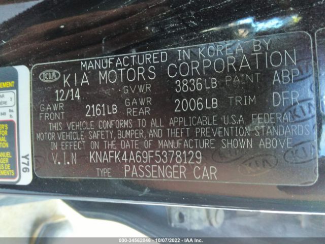 KNAFK4A69F5378129 KIA FORTE LX