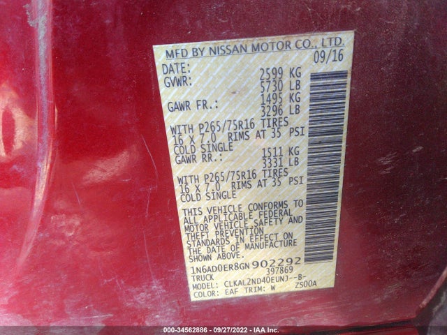 Nissan Frontier Desert Runner 2016 1N6AD0ER8GN902292 Image 9