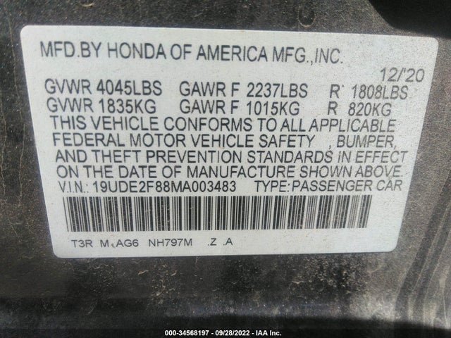 2021 Acura ILX, VIN: 19UDE2F88MA003483