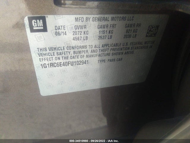 2015 Chevrolet Volt, VIN: 1G1RC6E40FU102941