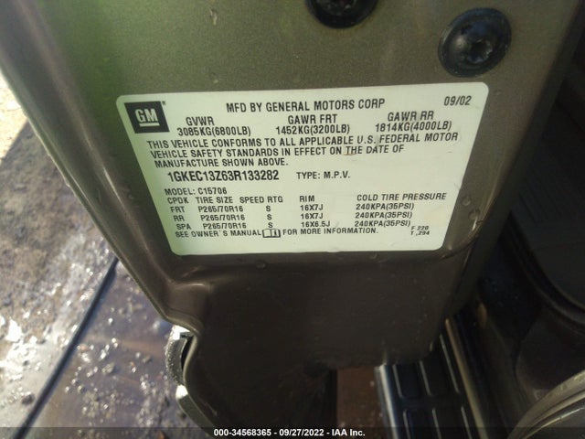 GMC YUKON SLT 2003 1GKEC13Z63R133282 Image 10