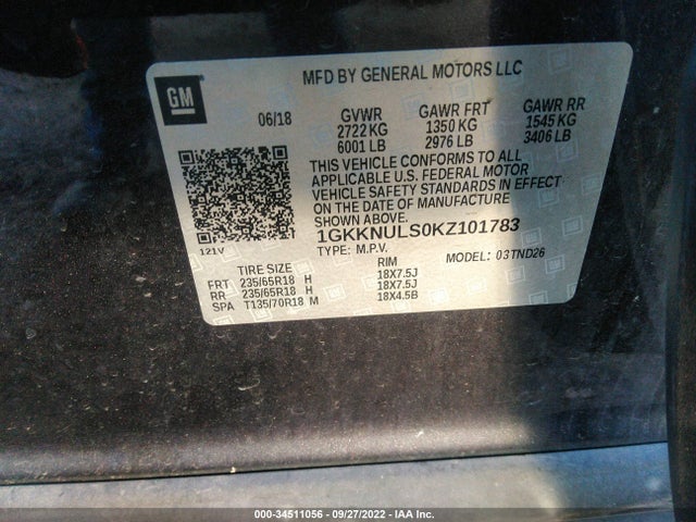 GMC ACADIA SLT 2019 1GKKNULS0KZ101783 Image 11