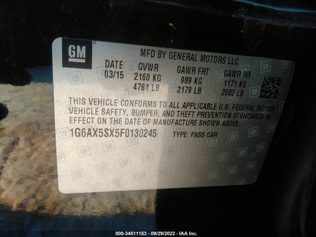2015 Cadillac CTS, VIN: 1G6AX5SX5F0130245
