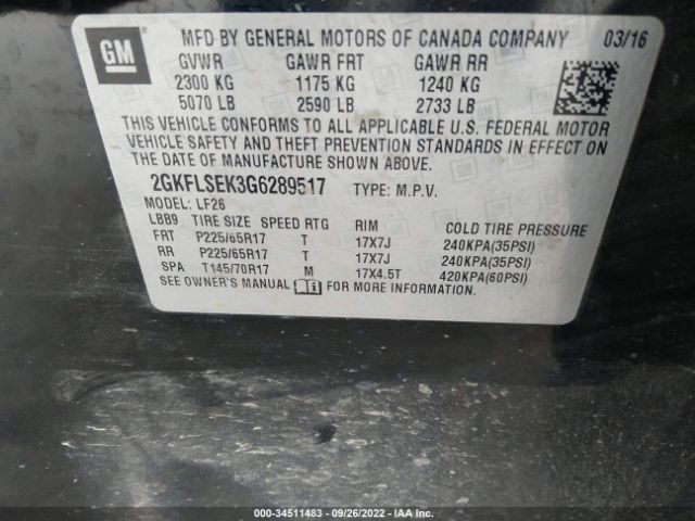 2GKFLSEK3G6289517 GMC Terrain Sle
