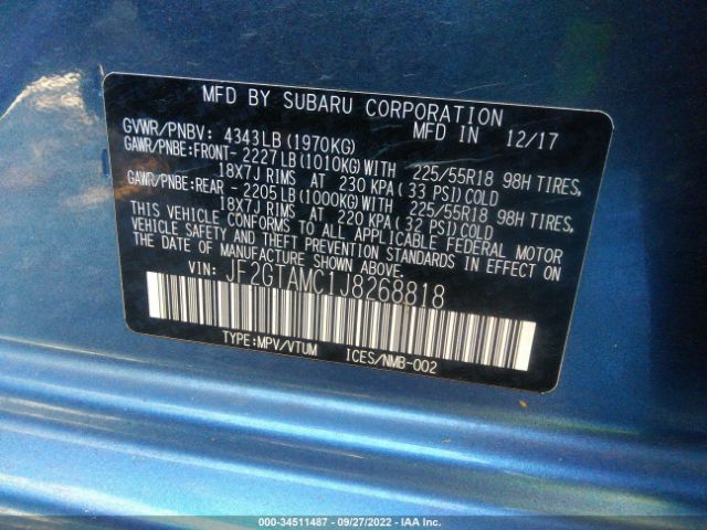 JF2GTAMC1J8268818 Subaru Crosstrek Limited