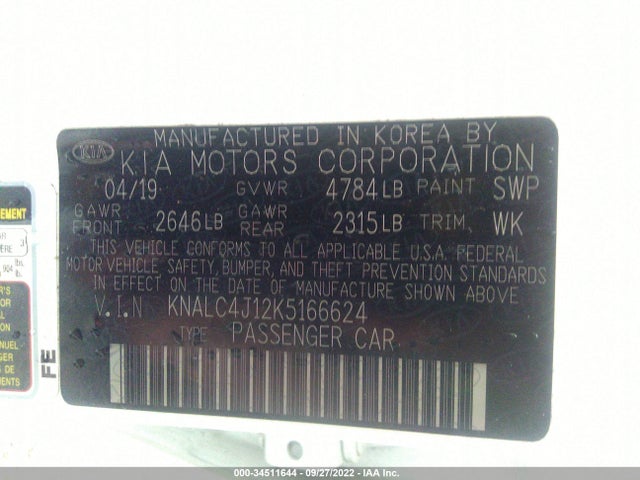 2019 Kia Cadenza, VIN: KNALC4J12K5166624