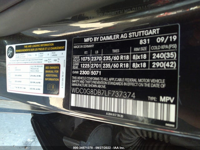 2020 MERCEDES-BENZ GLC GLC 300 VIN: WDC0G8DB7LF737374