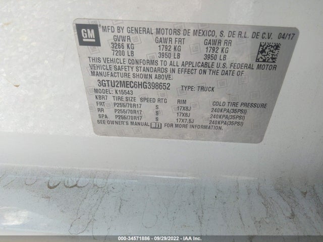 GMC Sierra 1500 Sle 2017 3GTU2MEC6HG398652 Image 9
