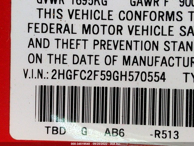 Honda Civic Sedan Lx 2016 2HGFC2F59GH570554 Image 10