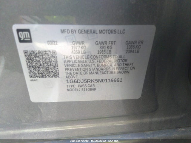 2022 Cadillac CT4, VIN: 1G6DJ5RK5N0116661