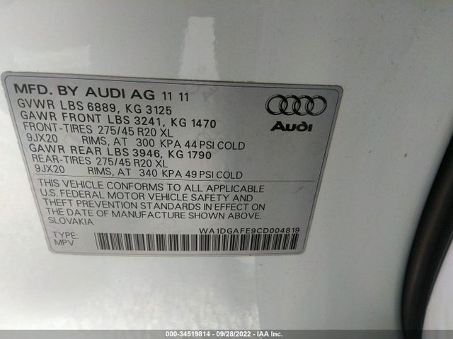 WA1DGAFE9CD004819 Audi Q7 3.0t S Line