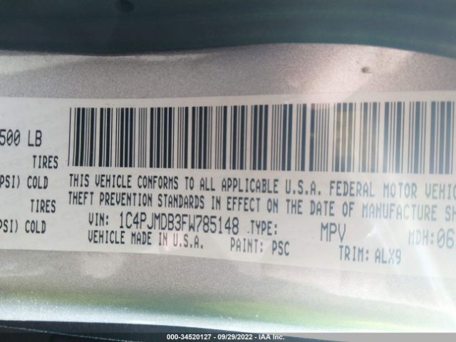1C4PJMDB3FW785148 Jeep Cherokee Limited