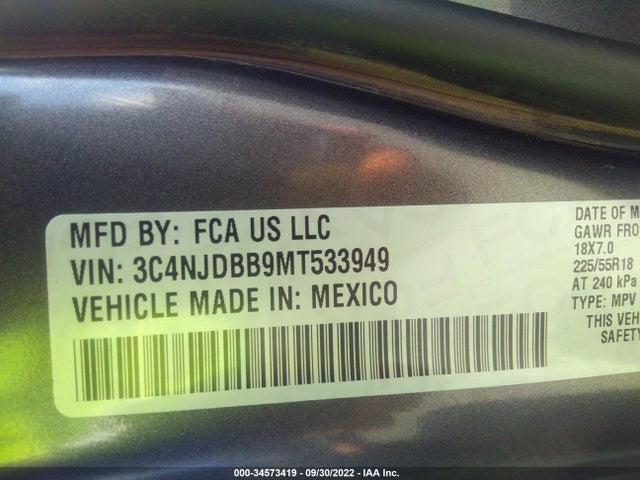 2021 Jeep Compass, VIN: 3C4NJDBB9MT533949